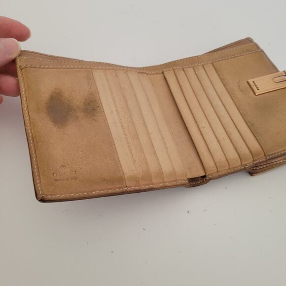 GUCCI Logo Canvas Leather Card Wallet Medium Monogram Bifold Black Unisex Fair - Picture 4 of 12